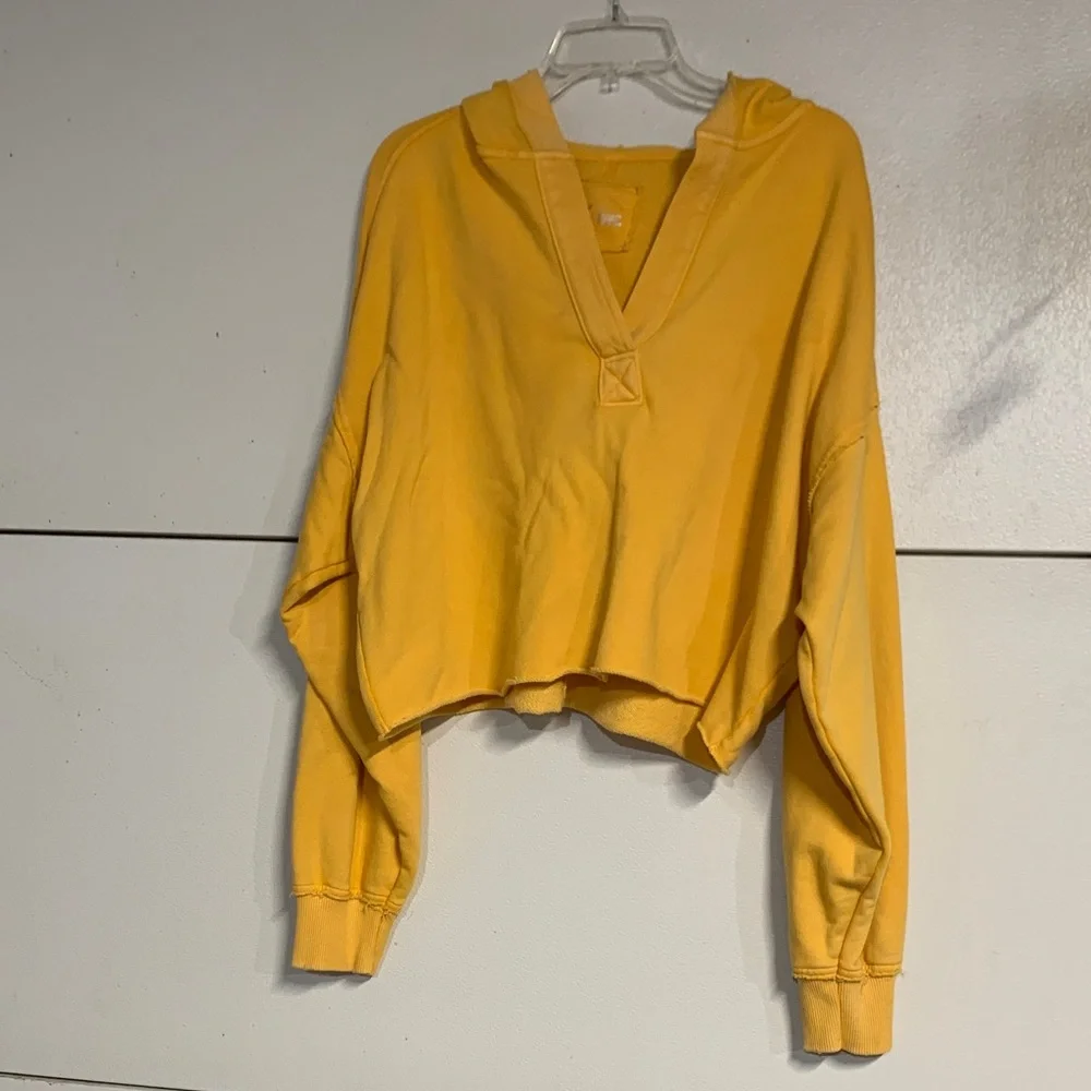 AERIE YELLOW MUSTARD HOODIE SWEATSHIRT LARGE